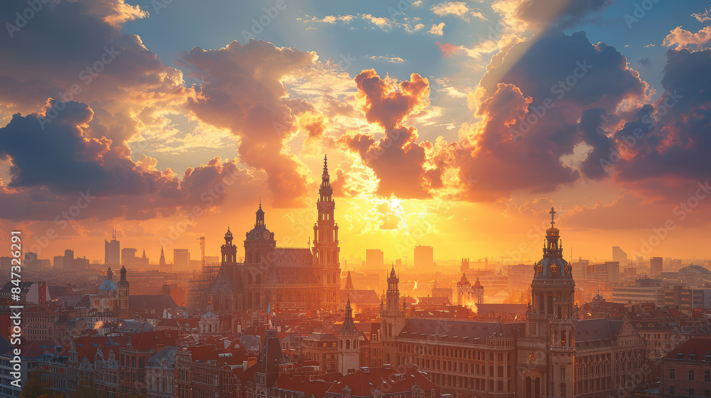 Brussels, Belgium city skyline created with Generative AI technology Brussels, Belgium city skyline created with Generative AI technology