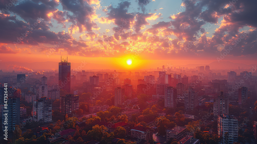 Fototapeta premium Bucharest, Romania city created with Generative AI technology