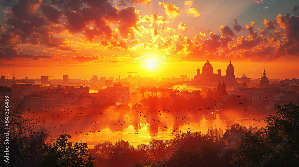 Bucharest, Romania city created with Generative AI technology Bucharest, Romania city created with Generative AI technology