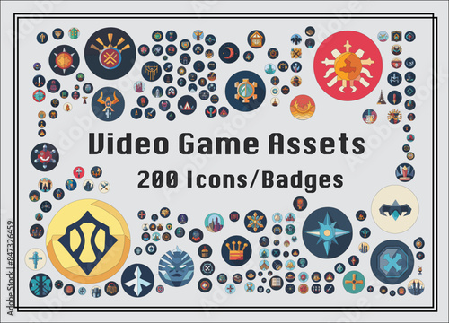 200 Video Game Assets Badges Graphics