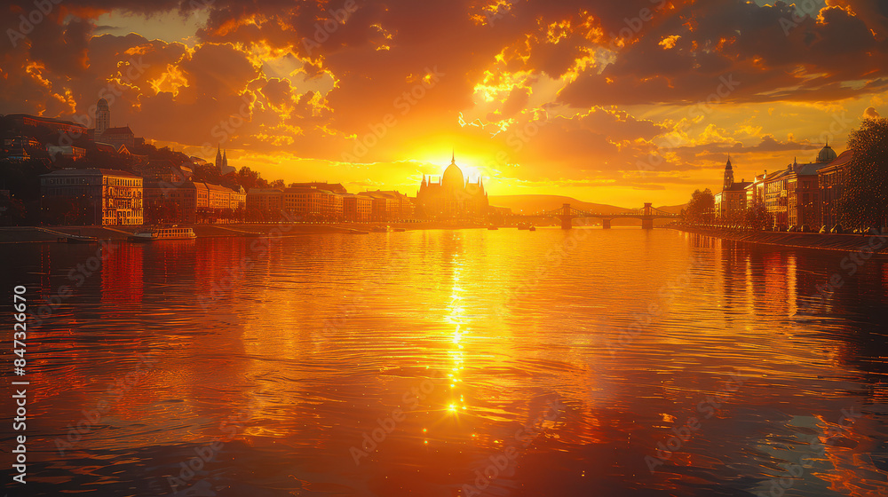 Naklejka premium Budapest, Hungary city created with Generative AI technology