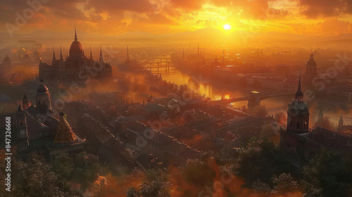 Budapest, Hungary city created with Generative AI technology