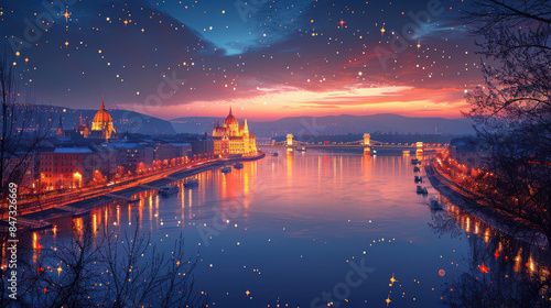 Budapest, Hungary city created with Generative AI technology