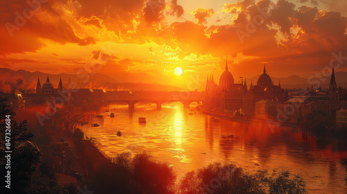 Budapest, Hungary city created with Generative AI technology