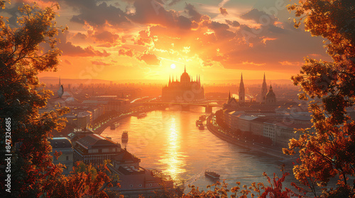 Budapest, Hungary city created with Generative AI technology
