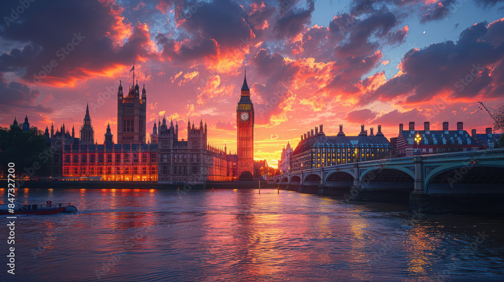 Naklejka premium Capture the grandeur of London, United Kingdom created with Generative AI technology