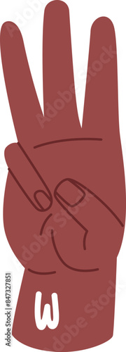 Hand Sign Alphabet W Letter