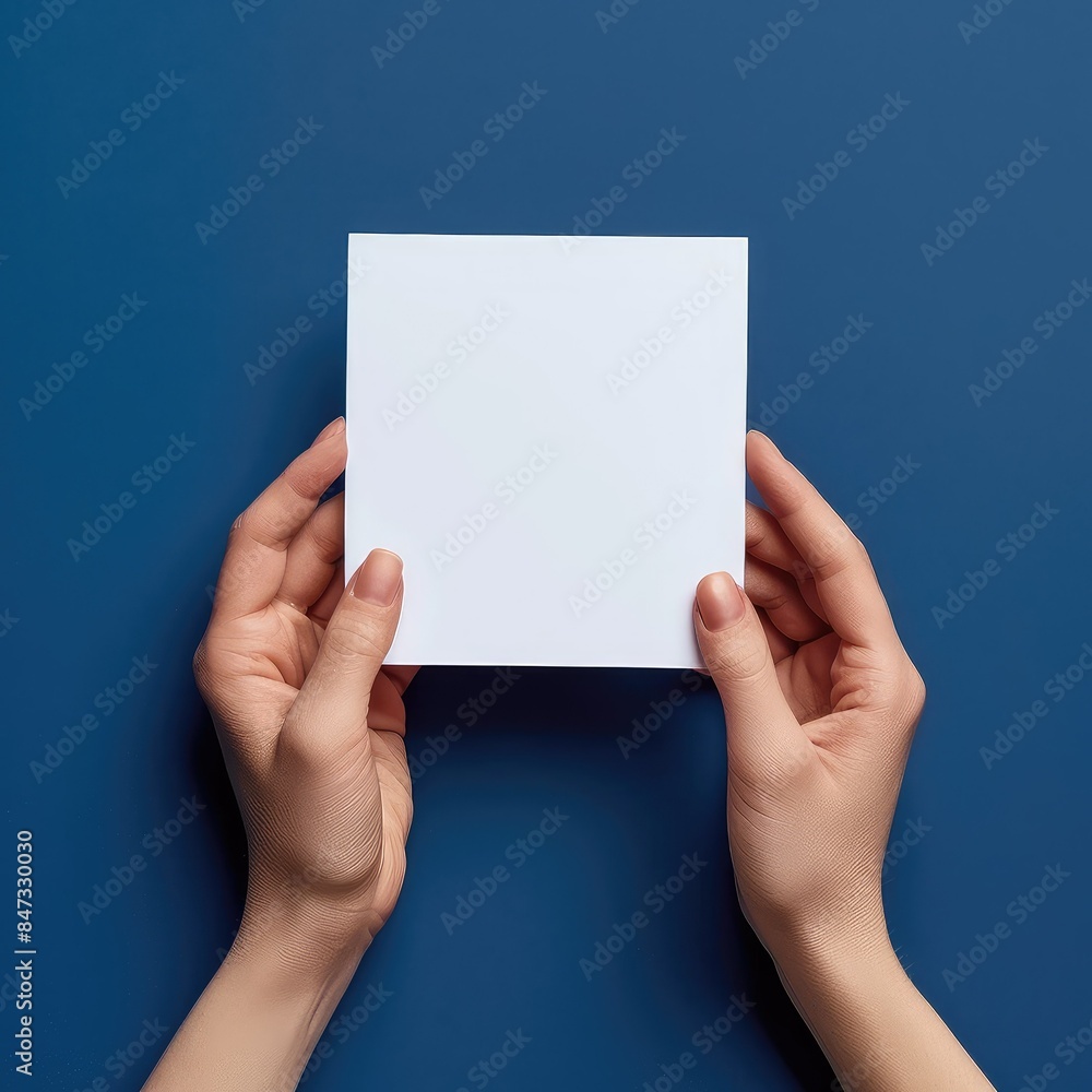 Holding blank paper in hand Holding blank paper in hand