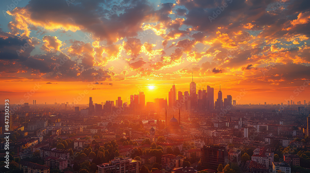 Fototapeta premium Milan, Italy city skyline created with Generative AI technology