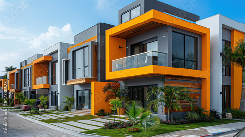 Wallpaper Mural modern and luxury apartment building with vibrant colors created with Generative AI technology Torontodigital.ca