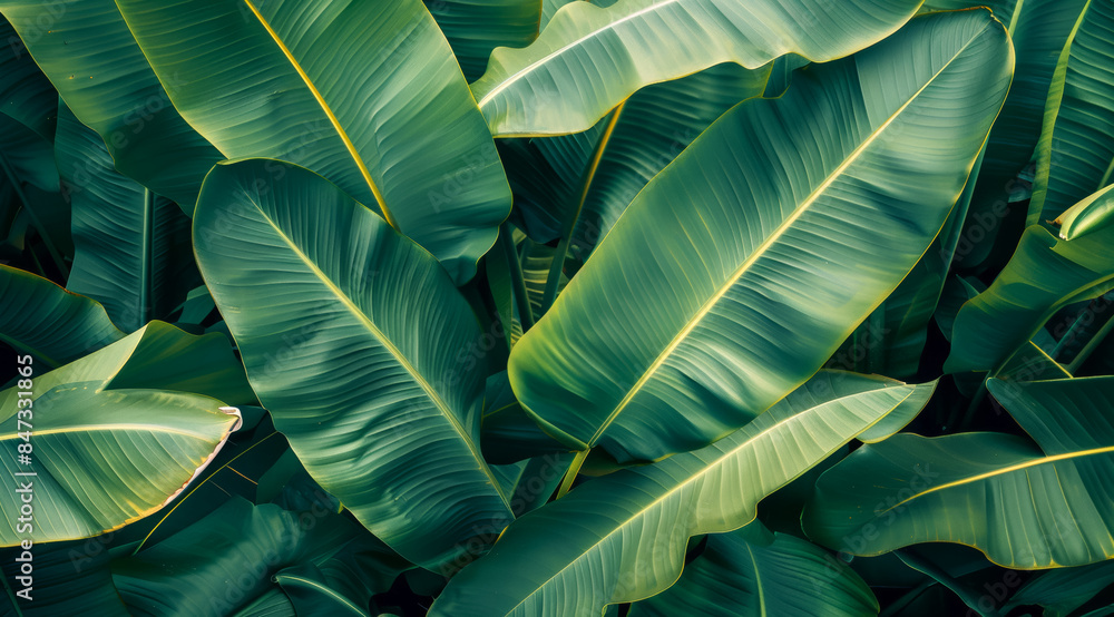 A bunch of green leaves with yellow veins A bunch of green leaves with yellow veins