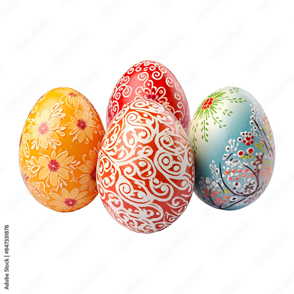 Fototapeta premium Colorful Easter-Eggs (PNG) isolated on transparent background