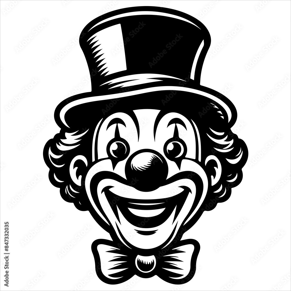 Clown black outline illustration.