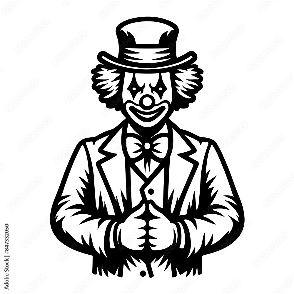 Clown black outline illustration. Clown black outline illustration.