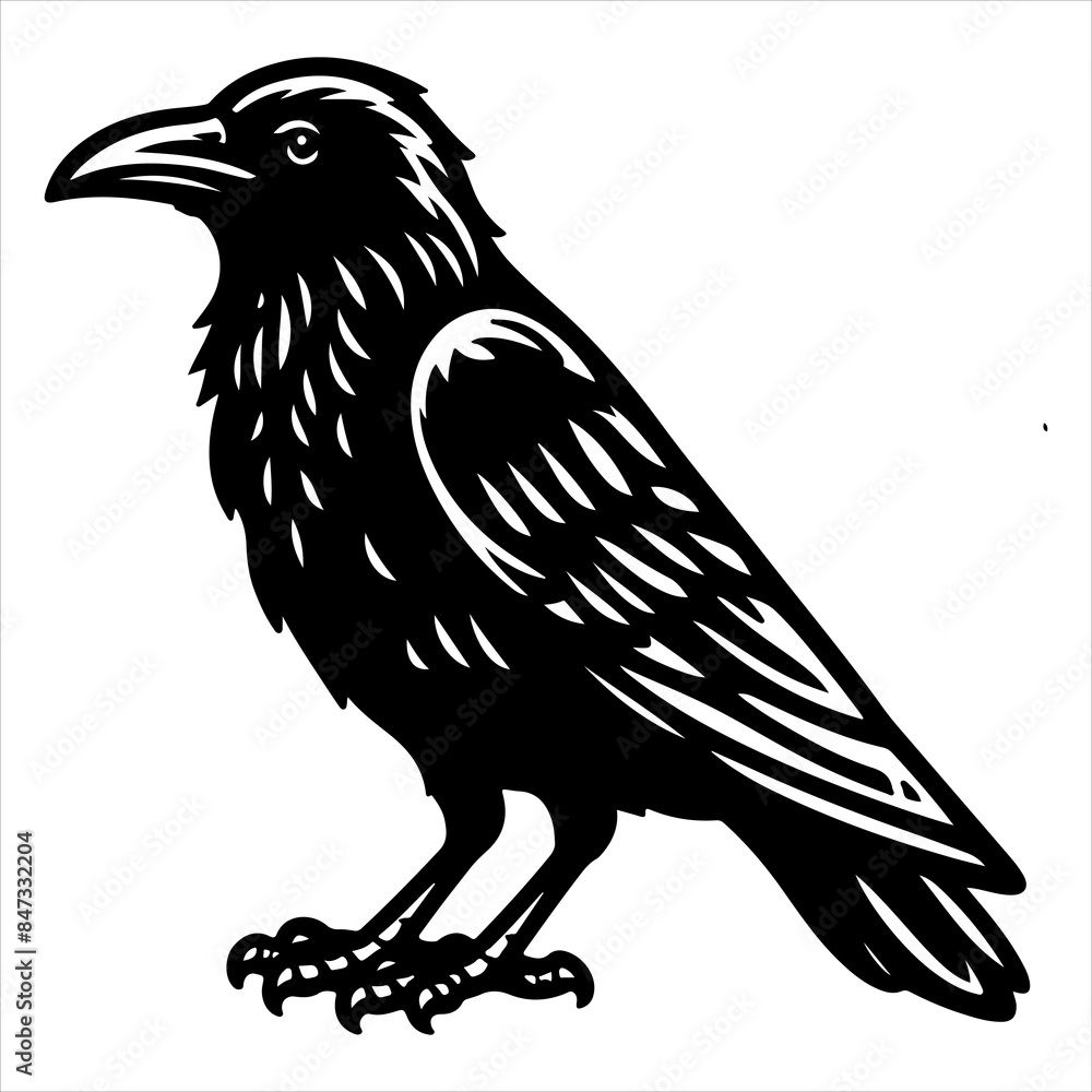 Crow black outline illustration. Crow black outline illustration.