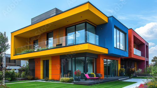 modern and luxury apartment building with vibrant colors for real estate themes created with Generative AI technology