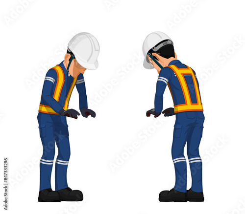 worker is in the position of stooping 