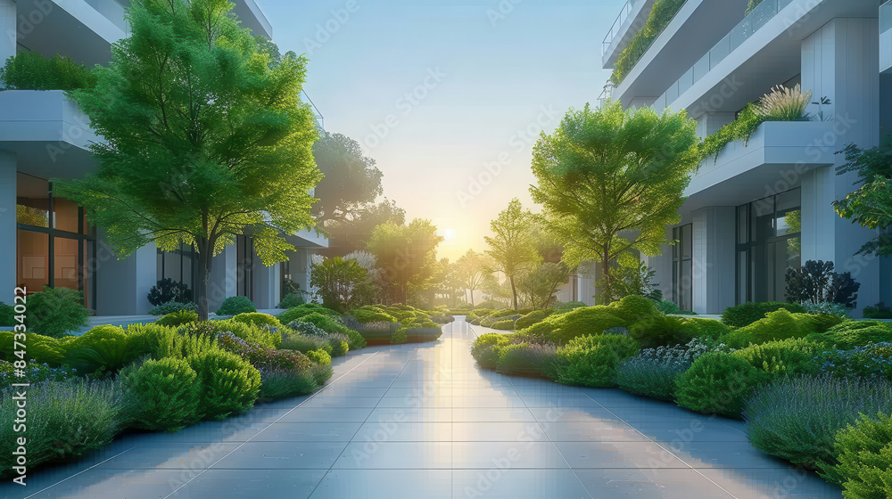 Obraz premium modern new building, high-rise building created with Generative AI technology