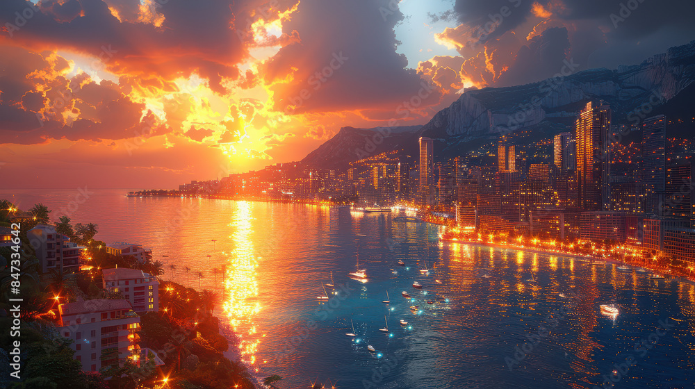 Monaco city skyline created with Generative AI technology Monaco city skyline created with Generative AI technology
