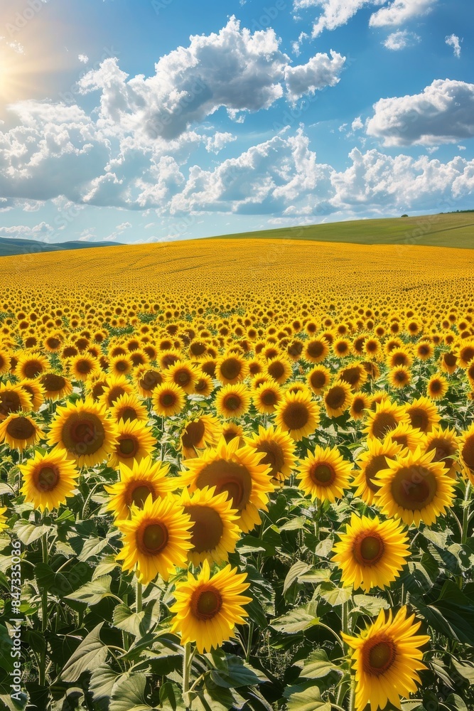 Sunflower Field Landscape, Panoramic Sun Flowers Farm, Sunflowers Wow Landscape