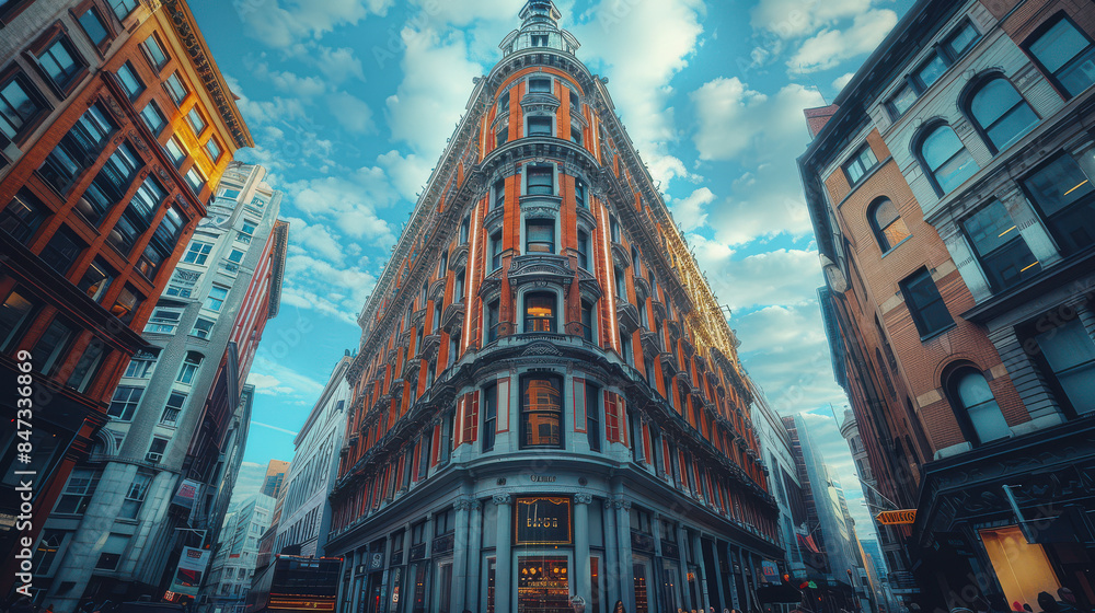 Fototapeta premium photo of a building in a lively urban setting created with Generative AI technology