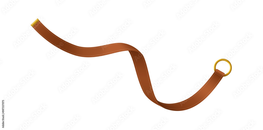 Realistic Brown Strap With Metal Buckles Isolated On White Background, Clothing Accessory Vector Illustration. Realistic Brown Strap With Metal Buckles Isolated On White Background, Clothing Accessory Vector Illustration.