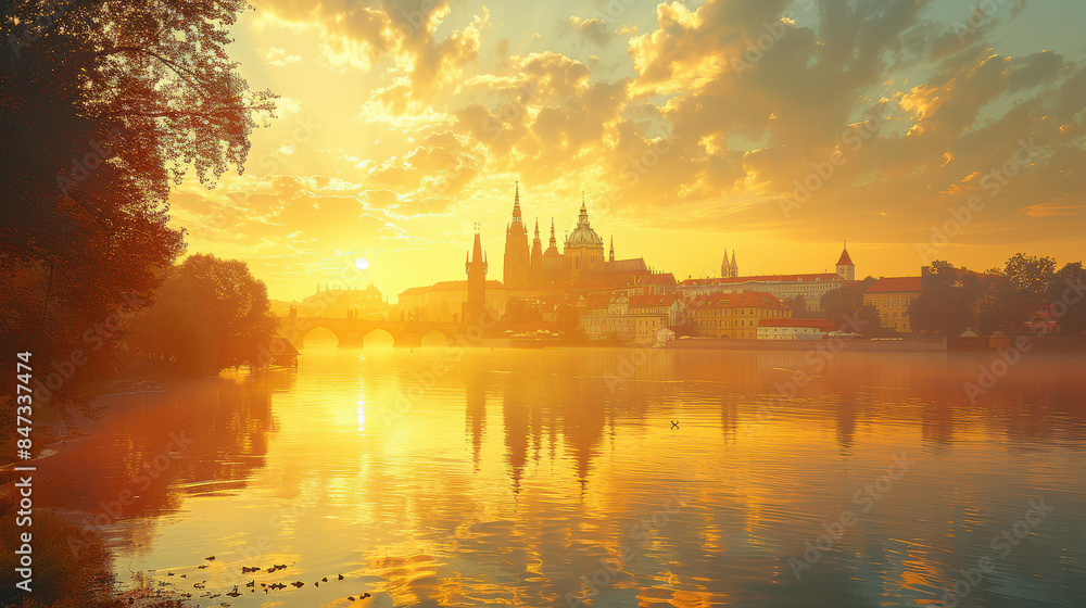 Prague, Czech Republic city skyline created with Generative AI technology Prague, Czech Republic city skyline created with Generative AI technology