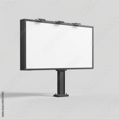 billboard mockup on a grey plain background with a slight perspective angle