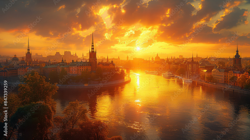 Stockholm, Sweden city skyline created with Generative AI technology Stockholm, Sweden city skyline created with Generative AI technology