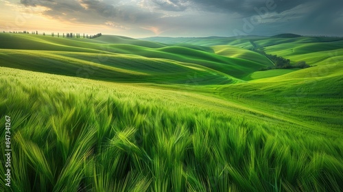 Green wheat field
