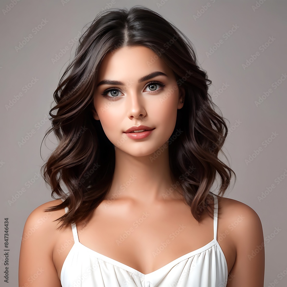 Portrait of a Beautiful Young Woman with Pristine Skin, Highlighting Face Care, Cosmetology, and Spa Portrait of a Beautiful Young Woman with Pristine Skin, Highlighting Face Care, Cosmetology, and Spa