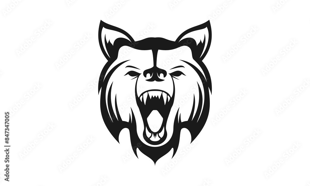 Bear head with sharp teeth illustration design vector Bear head with sharp teeth illustration design vector