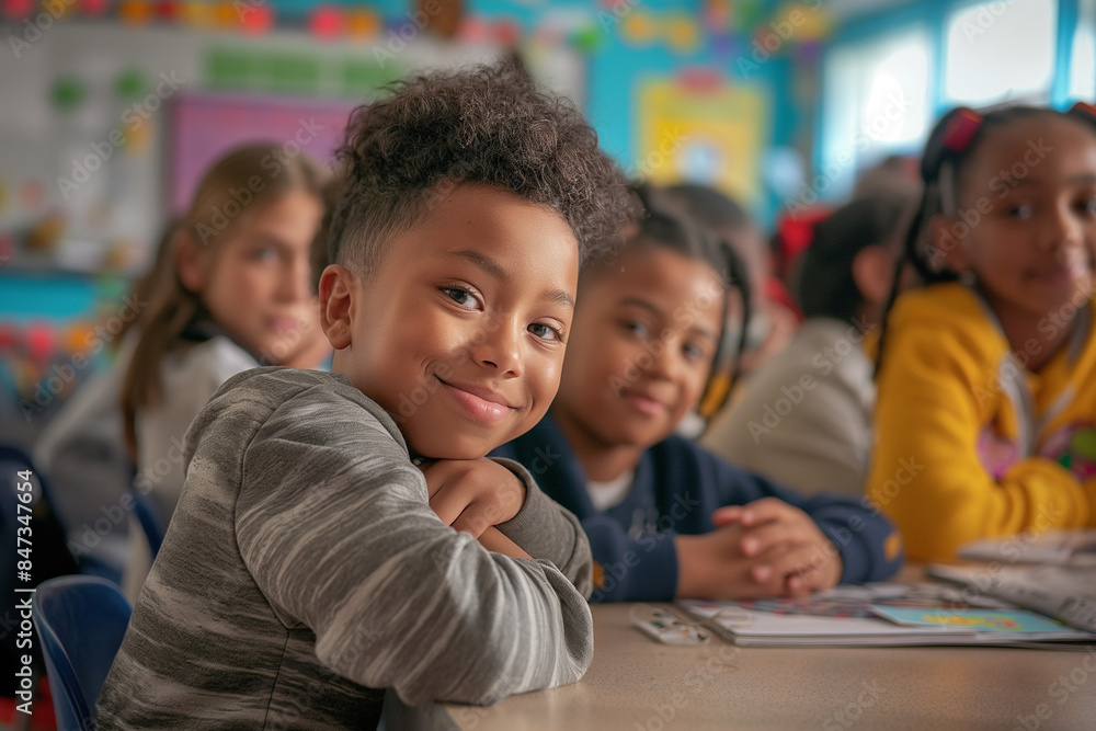 diverse group of children learning together in a classroom Stock Photo ...