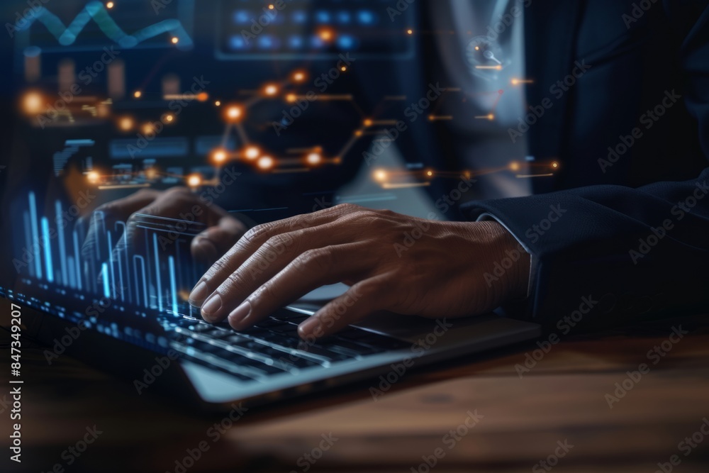 Businessman Analyzing Data on Laptop Businessman Analyzing Data on Laptop
