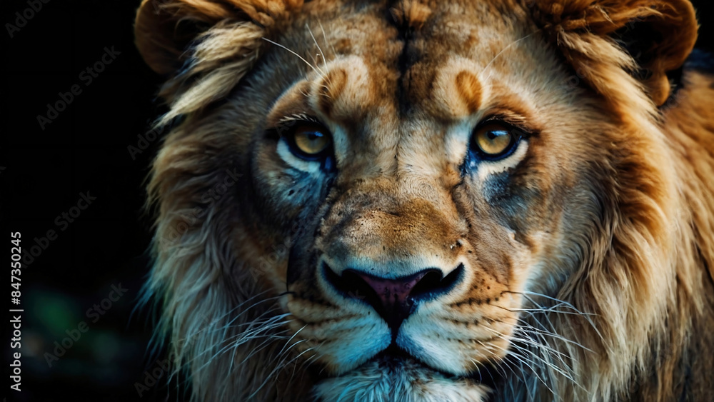 Fototapeta premium Close up of a lion, predator, jungle, predator, wildlife, carnivore, powerful,