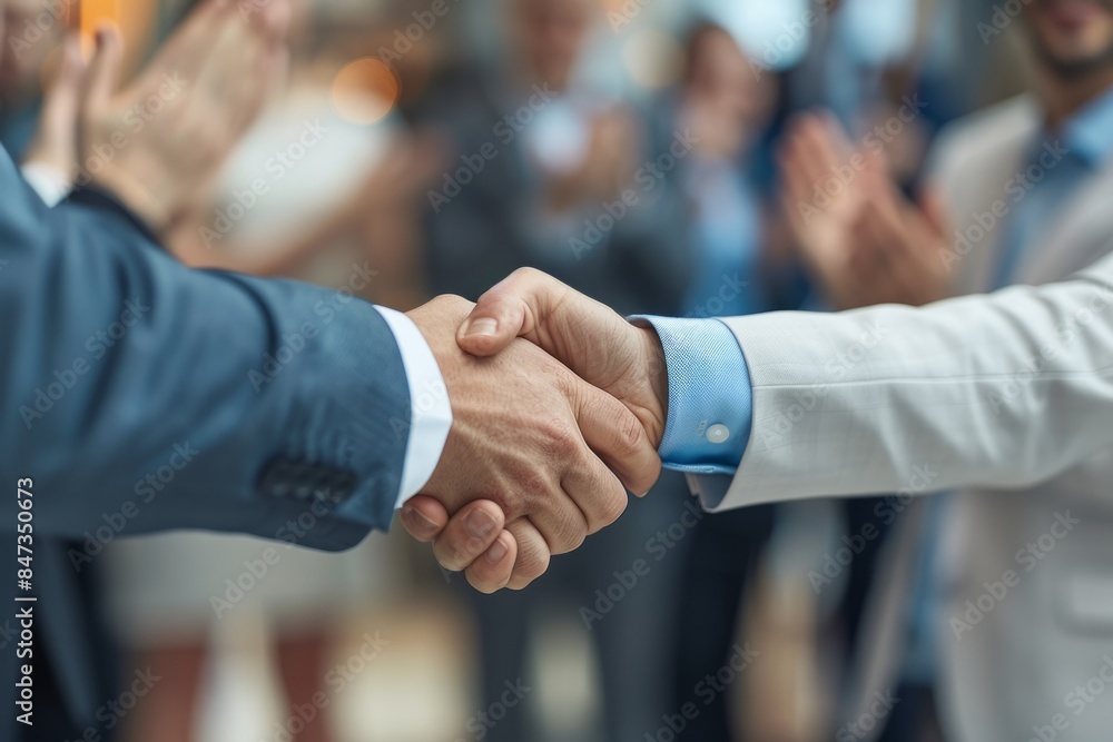 Business Handshake with Applause Business Handshake with Applause