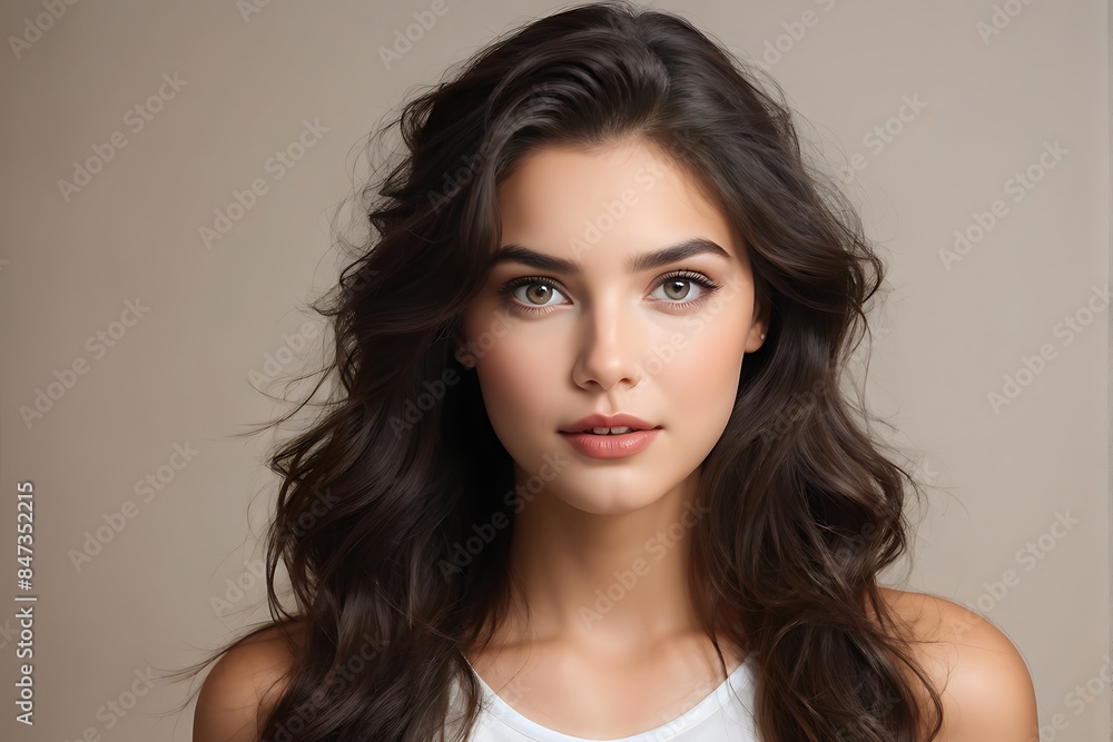 Portrait of a Beautiful Young Woman with Pristine Skin, Highlighting Face Care, Cosmetology, and Spa Portrait of a Beautiful Young Woman with Pristine Skin, Highlighting Face Care, Cosmetology, and Spa