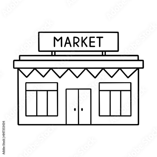 Store doodle icon set. Ecommerce market, retail shop in sketch style. Hand drawn vector illustration isolated on white background
