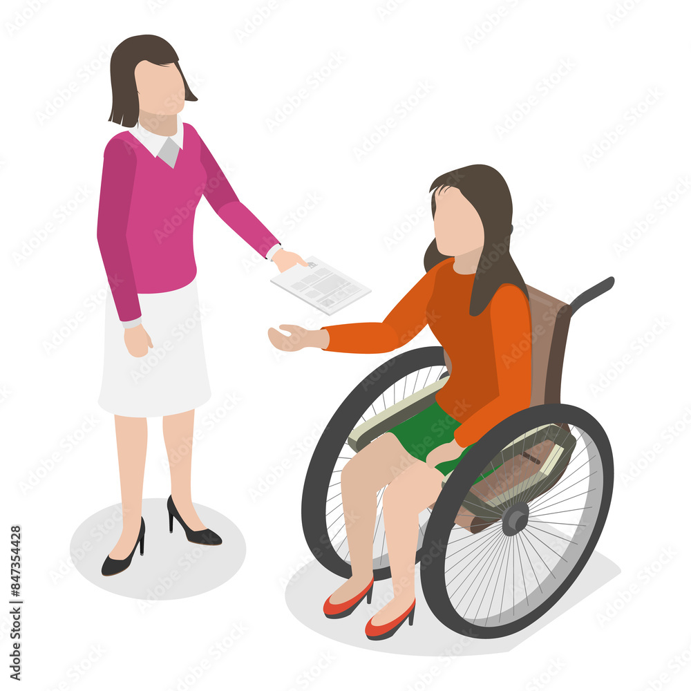 3D Isometric Flat Illustration of Hiring People With Disabilities. Item 1 3D Isometric Flat Illustration of Hiring People With Disabilities. Item 1