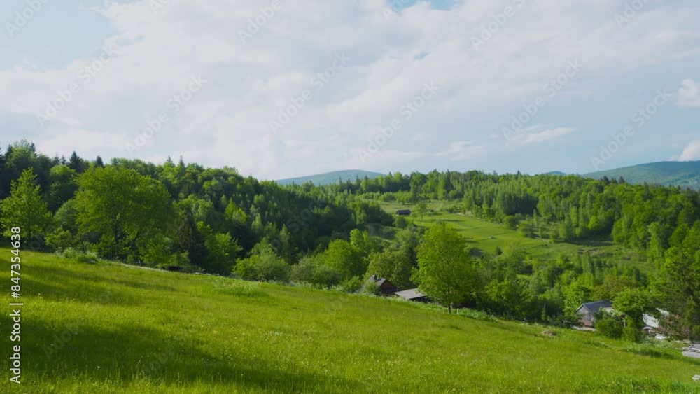 Panoramic view of the mountains, forest, valley in summer. Panoramic view of the mountains, forest, valley in summer.