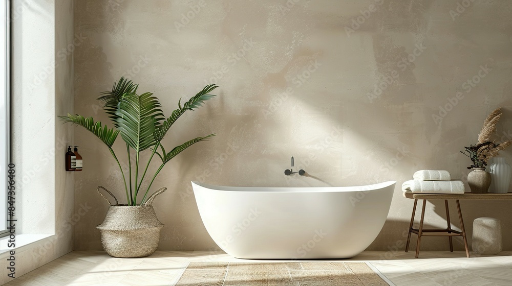 Elegant Beige Bathroom with Tub Elegant Beige Bathroom with Tub