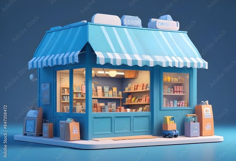 3D Isolated shoping store or small business building wallpaper background image 3D Isolated shoping store or small business building wallpaper background image