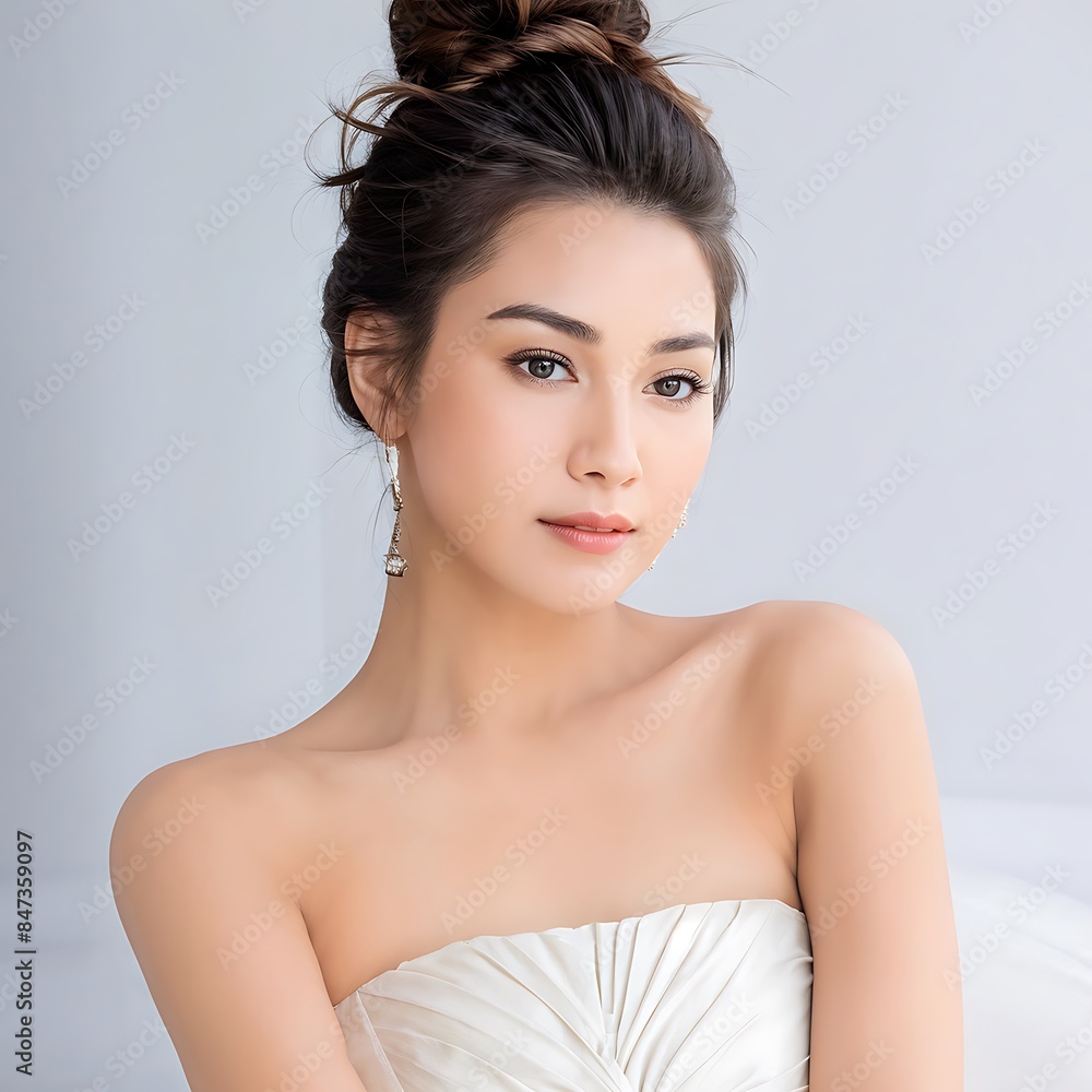 Portrait of a Beautiful Young Woman with Pristine Skin, Highlighting Face Care, Cosmetology, and Spa Portrait of a Beautiful Young Woman with Pristine Skin, Highlighting Face Care, Cosmetology, and Spa