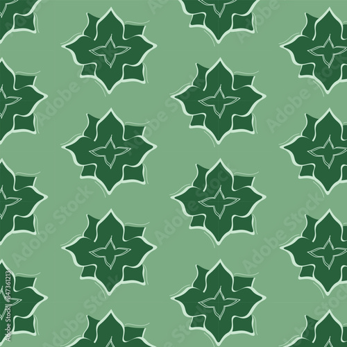 seamless pattern with flowers in a green background