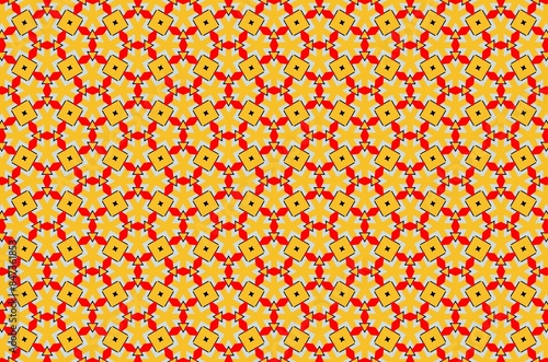 A pattern of yellow and red squares