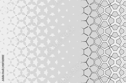 A pattern of squares and circles is shown in different shades of gray