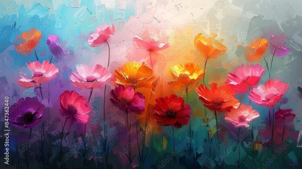 An exquisite and captivating oil painting of intricate floral patterns, showcasing the beauty of blooming flowers and lush foliage. Perfect for enhancing backgrounds, cards, banners An exquisite and captivating oil painting of intricate floral patterns, showcasing the beauty of blooming flowers and lush foliage. Perfect for enhancing backgrounds, cards, banners