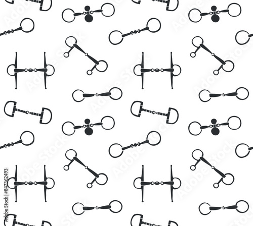 Vector set of hand drawn sketch doodle horse equestrian bits isolated on white background