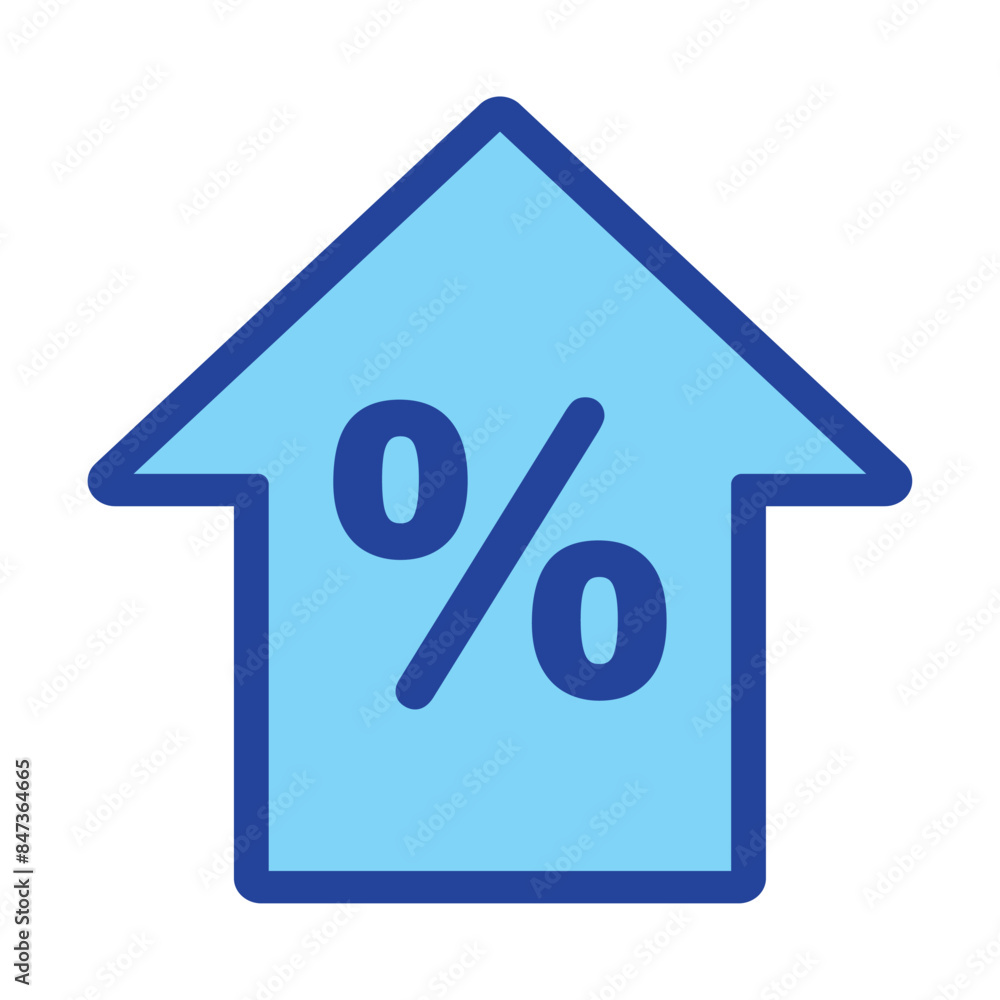 House blue icon with percent symbol isolated on white background. Rate for mortgage icon. Vector illustration. Editable stroke. Real estate insurance, investment, apartment booking and lease. House blue icon with percent symbol isolated on white background. Rate for mortgage icon. Vector illustration. Editable stroke. Real estate insurance, investment, apartment booking and lease.