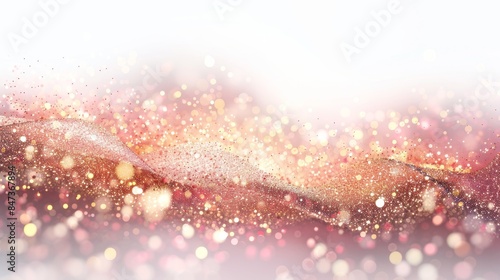 Abstract sparkling glitter background with golden and pink hues, ideal for festive celebrations and glamorous designs. © MP-AI
